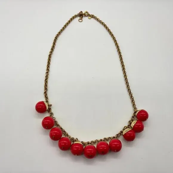 J Crew Gold Chain Statement Necklace w/ Round Vibrant Acrylic Beads - Picture 1 of 7